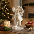 thumbnail image 4 of Dolstice Vintage Santa Claus Statue, White Resin Santa Figurine Holding Small Christmas Tree, Christmas Figure for Home Mantel Bookshelf Tabletop Decor, 4 of 7