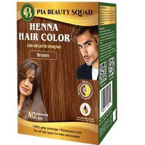 PIA Beauty Herbal Henna Hair Color Kit – Brown – 30 Min Ayurvedic Hair Dye with Serum