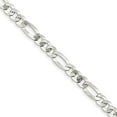 thumbnail image 1 of Solid 925 Sterling Silver 7.5mm Polished Flat Figaro Chain Bracelet 8" - with Secure Lobster Lock Clasp, 1 of 1