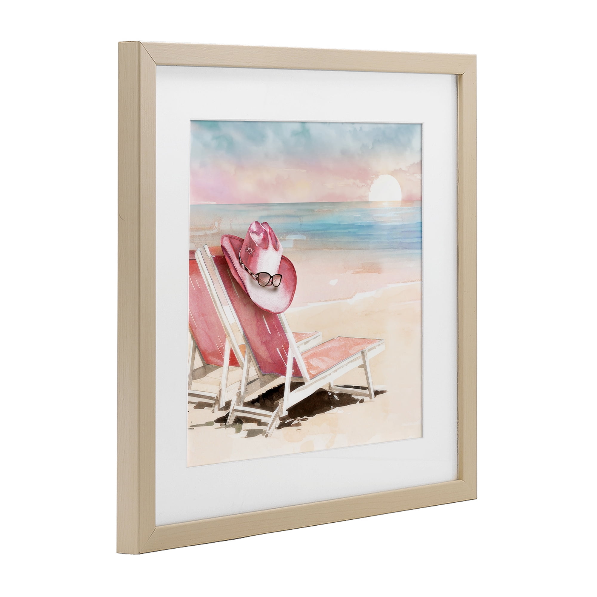 Stupell Industries Blush Pink Beach Chairs Birch Framed Print Under Glass, design by Paul Mathenia