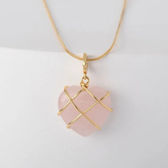 Collar de corazón de ópalo para mujer y niña, collar de Castillo, cuarzo rosa, Barbie, accesorios de joyería, regalo, 2022
