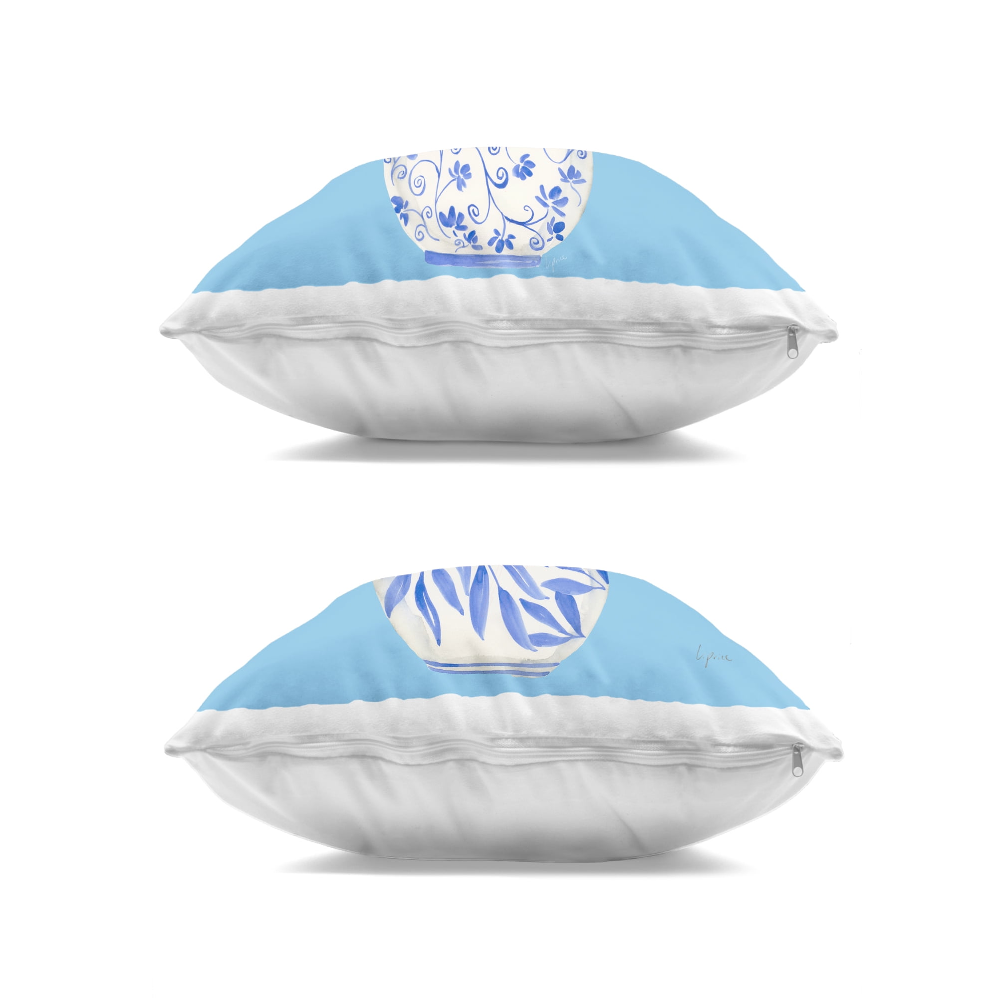 Stupell Industries Red & Blue Hydrangea Vases 2 Piece Decorative Printed Throw Pillow Set, design by Lucille Price