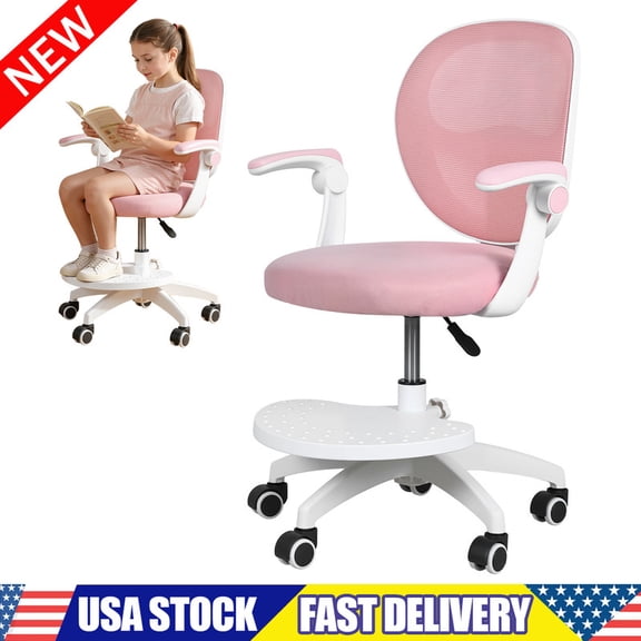 Kids Desk Chair,Ergonomic Study Chair with Adjustable Height,Swivel Mesh Desk Chair with Wheels,Home Office Chair for Children in Home Bedroom
