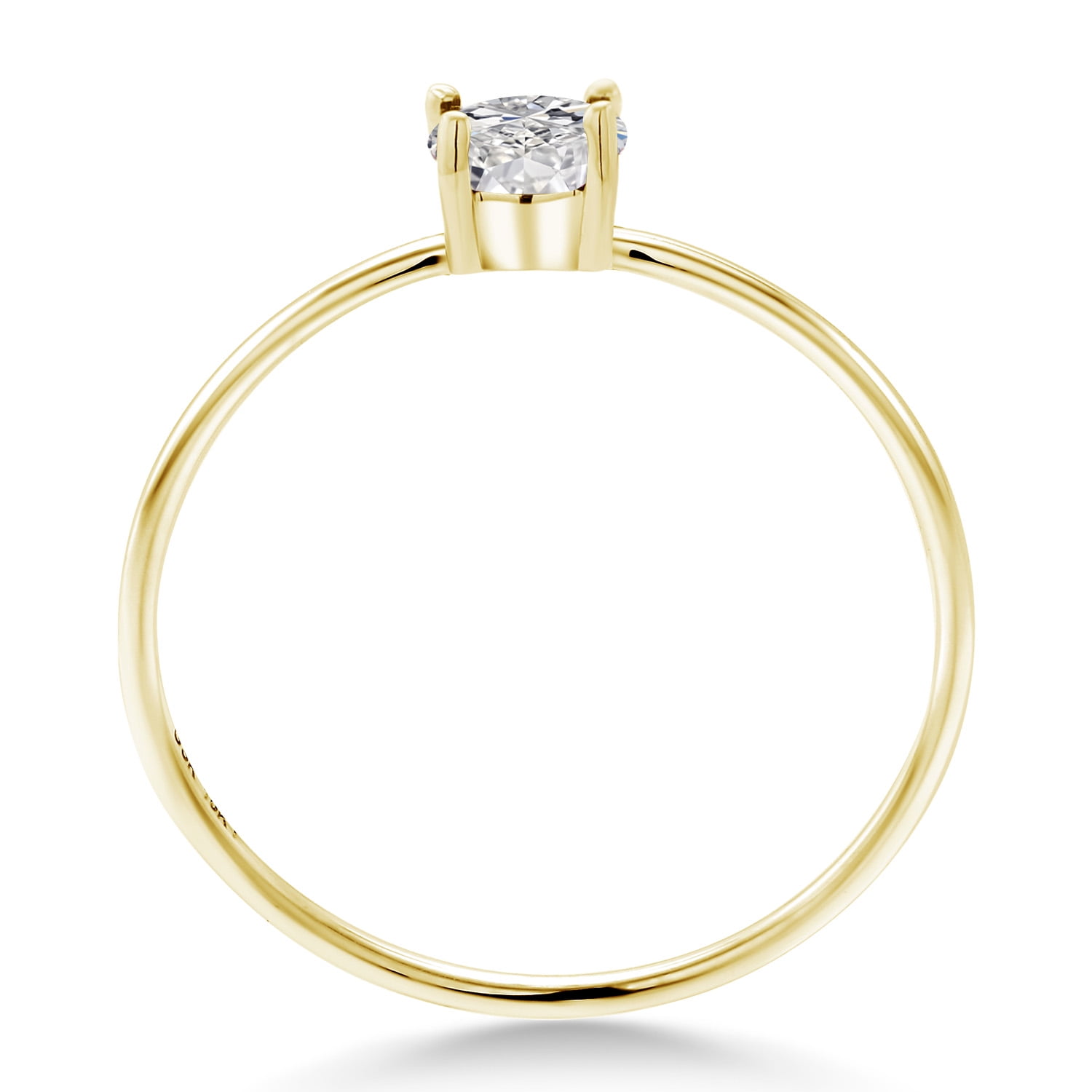 Gem Stone King 10K Yellow Gold Lab Grown Diamond Solitaire Engagement 4-Prong Ring for Women | 0.40 Cttw | Oval 6X4MM | Gemstone April Birthstone | Size 6.5
