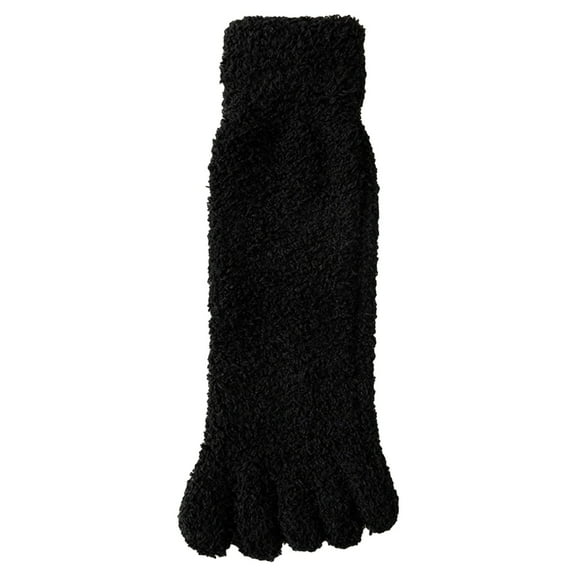Women Solid Color Fuzzy Plush Toe Socks Winter Warm Soft Coral Fleece Five Finger Home Sleep Socks Thermal Slipper Socks