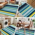 thumbnail image 6 of Teal Yellow Stripes Washable Area Rugs 4'x6', Lines Art Low Pile Throw Living Room Rug Non-Slip Sturdy Edge Binding Carpet for Indoor Entryway Bedside Kitchen, 6 of 9