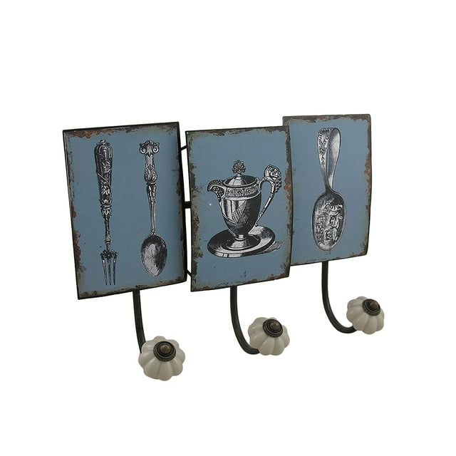 Antique Style Tea Service Distressed Finish Decorative Wall Hook
