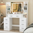 thumbnail image 4 of Yamissi White Makeup Vanity Table with Lighted Mirror & 7 Drawers, Large Dressing Desk with Storage, LED Lights for Girls, 4 of 9
