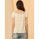 thumbnail image 4 of Top de manga corta con estampado floral de verano para mujer Amarillo XS, 4 of 5