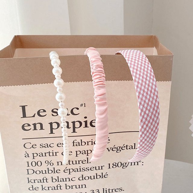 Banda para el cabello con perlas para primavera y verano que combina con el lavado facial, accesorios para el cabello, mechones de tela con pliegues en la parte superior y craneal alto para mujer,