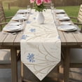 thumbnail image 6 of Botanical Blue Floral Table Runner Linen Burlap Table Runner 70 Inches Long Rustic Summer Flowers Dresser Scarves for Kitchen Island Coffee Dining Room Party Wedding Banquet Holiday Decor 13"x70", 6 of 8