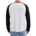 thumbnail image 3 of Camiseta de manga larga para hombre, color bloque, estilo casual, raglán, talla L, negro y blanco, 3 of 6