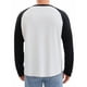 thumbnail image 3 of Camiseta de manga larga para hombre, color bloque, estilo casual, raglán, talla L, negro y blanco, 3 of 6