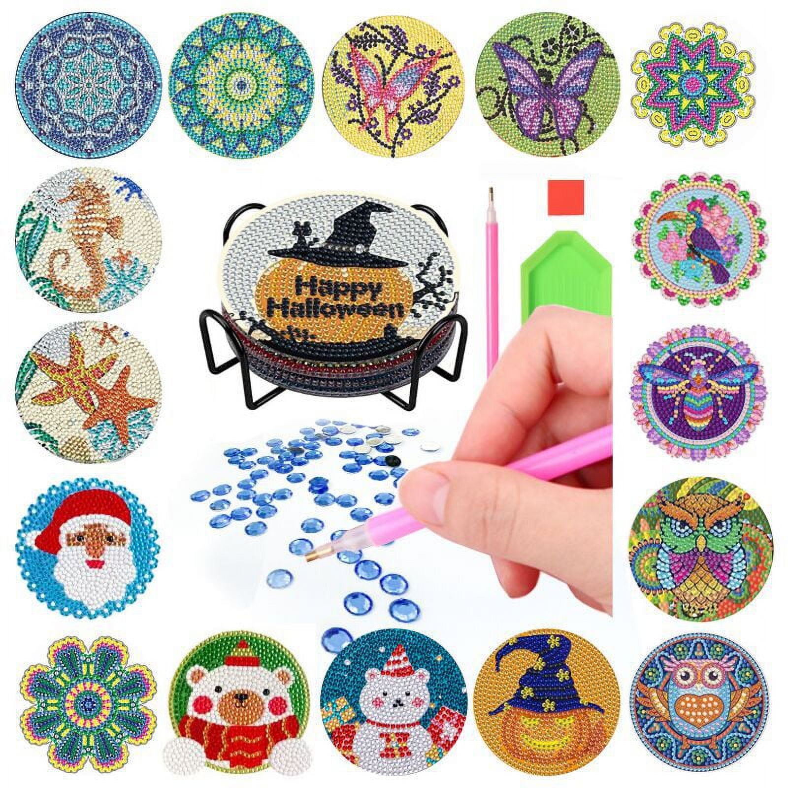 Premium Diamond Painting Round Acrylic Coaster Mandala Cork Base DIY Art Craft