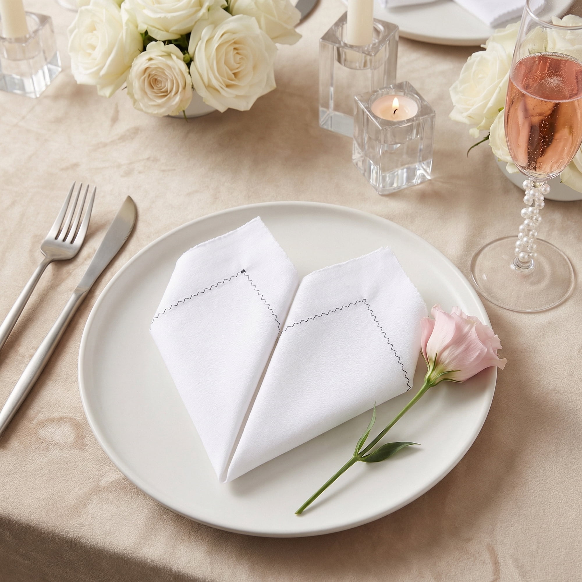 Unique Bargains 12Pcs Washable Reusable Home Cloth Napkins White 18x18inch