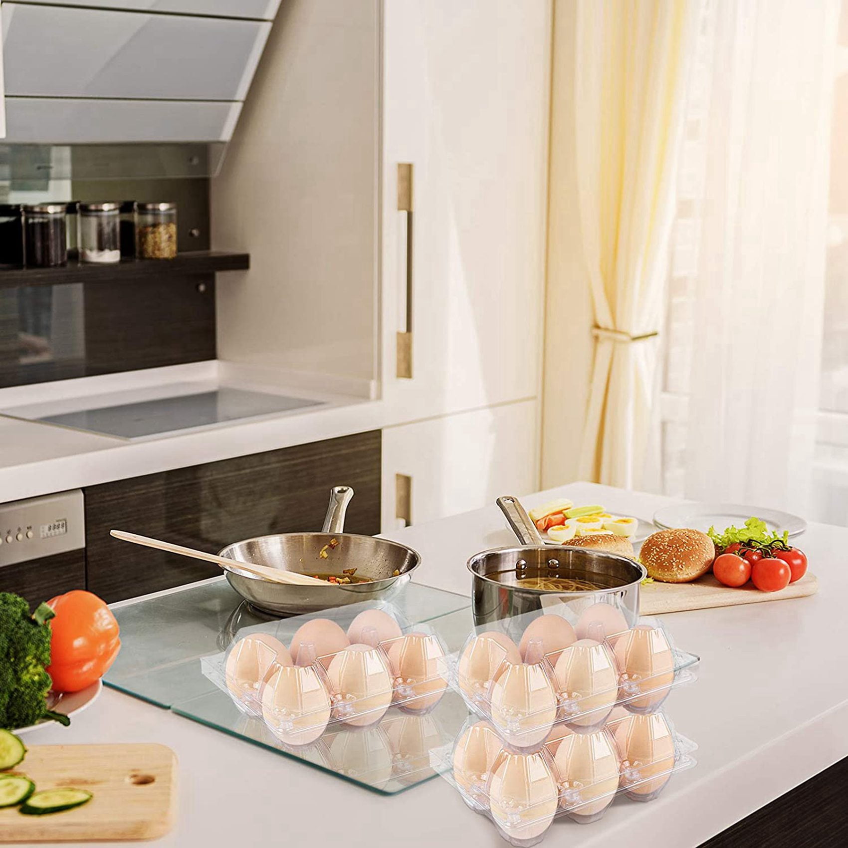 108Pcs Egg Cartons Clear Plastic Egg Holder Storage Container Egg Tray for Family Pasture,Refrigerator Storage,6 Grids