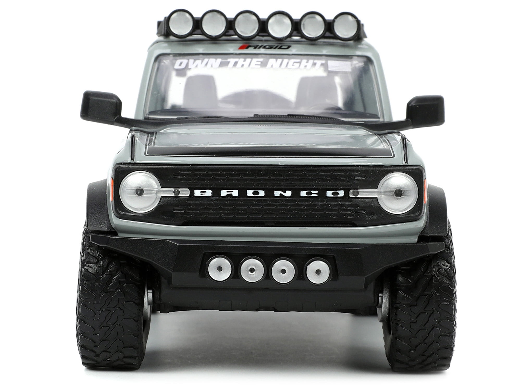 2021 Ford Bronco Gray with Black Stripes with Roof Rack "Own the Night" "Just Trucks" Series 1/24 Diecast Model Car by Jada