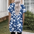 thumbnail image 6 of Womens Tops Plus Size Short Sleeved V-Neck Floral Print Double Pocket Pullover T-shirt #Blue XL, 6 of 6