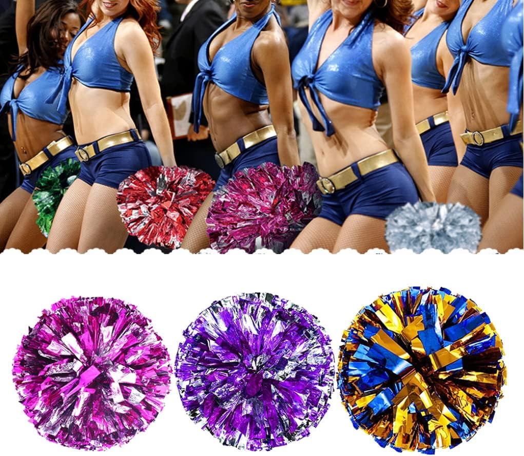 LINLIN Cheerleading Pom Poms, Cheerleader Pompoms Hand Flowers for Sports Cheers Ball Dance Costume Night Party Team Spirit, 4PCS Party Supplies