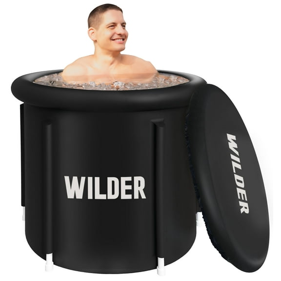 Open Box WILDER PORTABLE ICE BATH TUB FOR COLD PLUNGE THERAPY 29.5'' X 31.5'', XL - BLACK