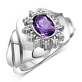 thumbnail image 3 of RYLOS Rings for Women Silver Ring with Oval 7X5MM Gemstone &  Sparkling Diamonds February Amethyst Jewelry Size 5, 3 of 7