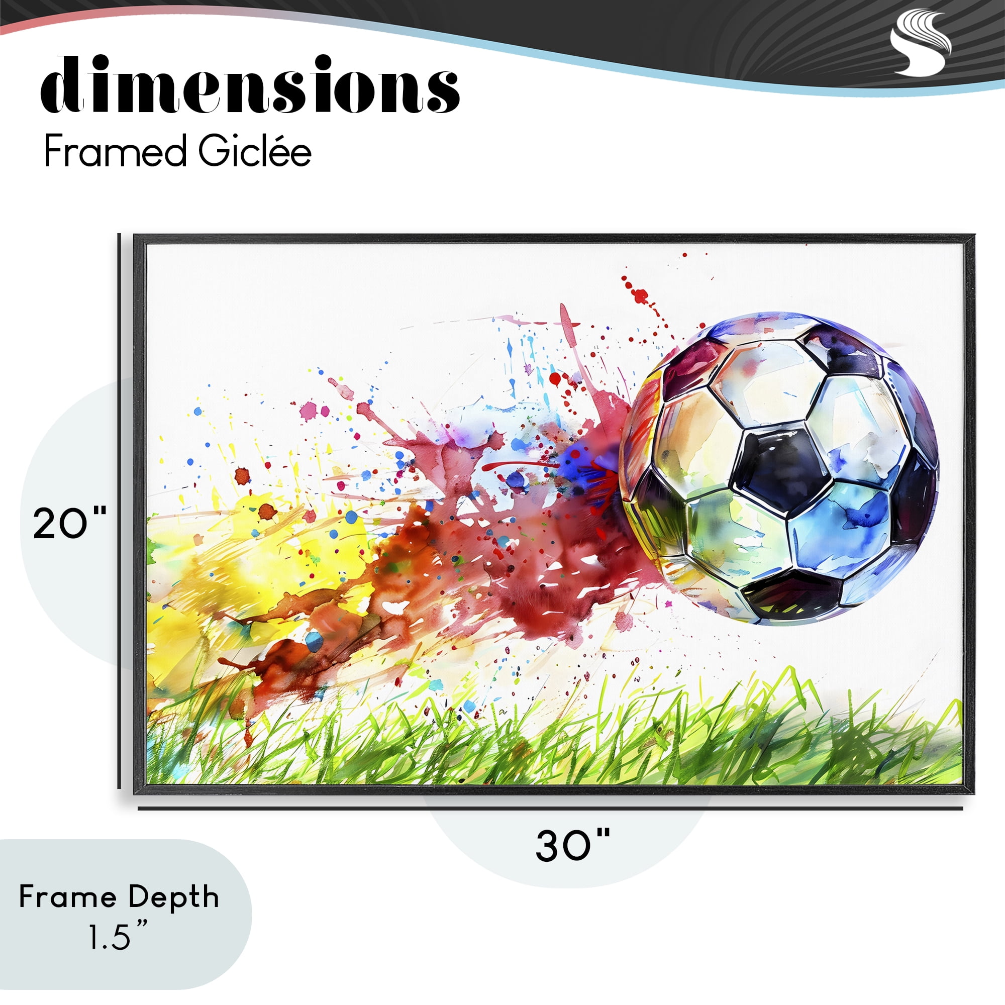 Stupell Industries Watercolor Soccer Ball in Motion Black Framed Giclee Art, design by Creative Studio