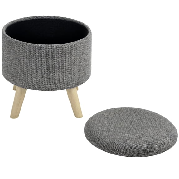Large Ottomans HOMCOM Storage Ottoman, Round Stool Chair with Cushioned Top, Gray,Ottomans With Storage