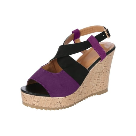 

FITOOM Summer Ladies Women Thick Soled Shoes Fish Mouth Casual Wedge Heels Sandals
