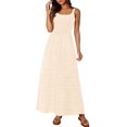 thumbnail image 1 of Vestido Maxi PRETTYGARDEN para Mujer 2025 Cuadros Cuello Cuadrado Beige, 1 of 8