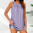 thumbnail image 2 of Lixiuxyad Plus Size Tank Tops For Women Women's Summer Sleeveless Halter Tops Casual Pleated Eyelet Tank Top Pointelle Flowy Shirt Blouse(Purple M), 2 of 6
