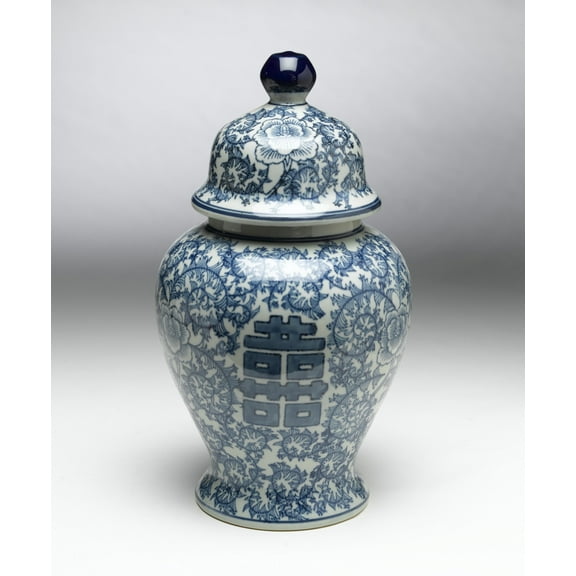 Zeckos AA Importing 59733 Antiqued Pale Green And Blue Ginger Jar With Lid