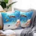 thumbnail image 2 of Waterproof Throw Pillow Covers Set of 2, 16x16 Inch Sea Turtle Coastal Decorative Pillowcases Outdoor Pillow Slip Cushion Covers Set for Couch Tent Summer Beach Coral Ocean Fishes, 2 of 7
