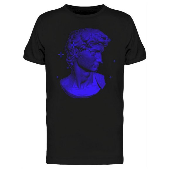 Blue 3d David Bust T-Shirt Men -Image by Shutterstock, Male x-Large