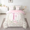 thumbnail image 2 of Castle Fairy Personalized Initial Letter F 7Pcs Bedding Comforter Set for Children Women Men,Floral Rose Bow-Tiequeen Bedding Sets Super Cozy,Monogrammed Alphabet Queen Sheet Sets, 2 of 8