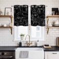 thumbnail image 2 of 2 Panels Kitchen Tier Curtains 39 Inch Length, Abstract Style Grommets Window Treatment Curtain, Black Face Line Modern Character Art Thermal Curtains Drapes for Living Room/Bathroom, 2 of 9