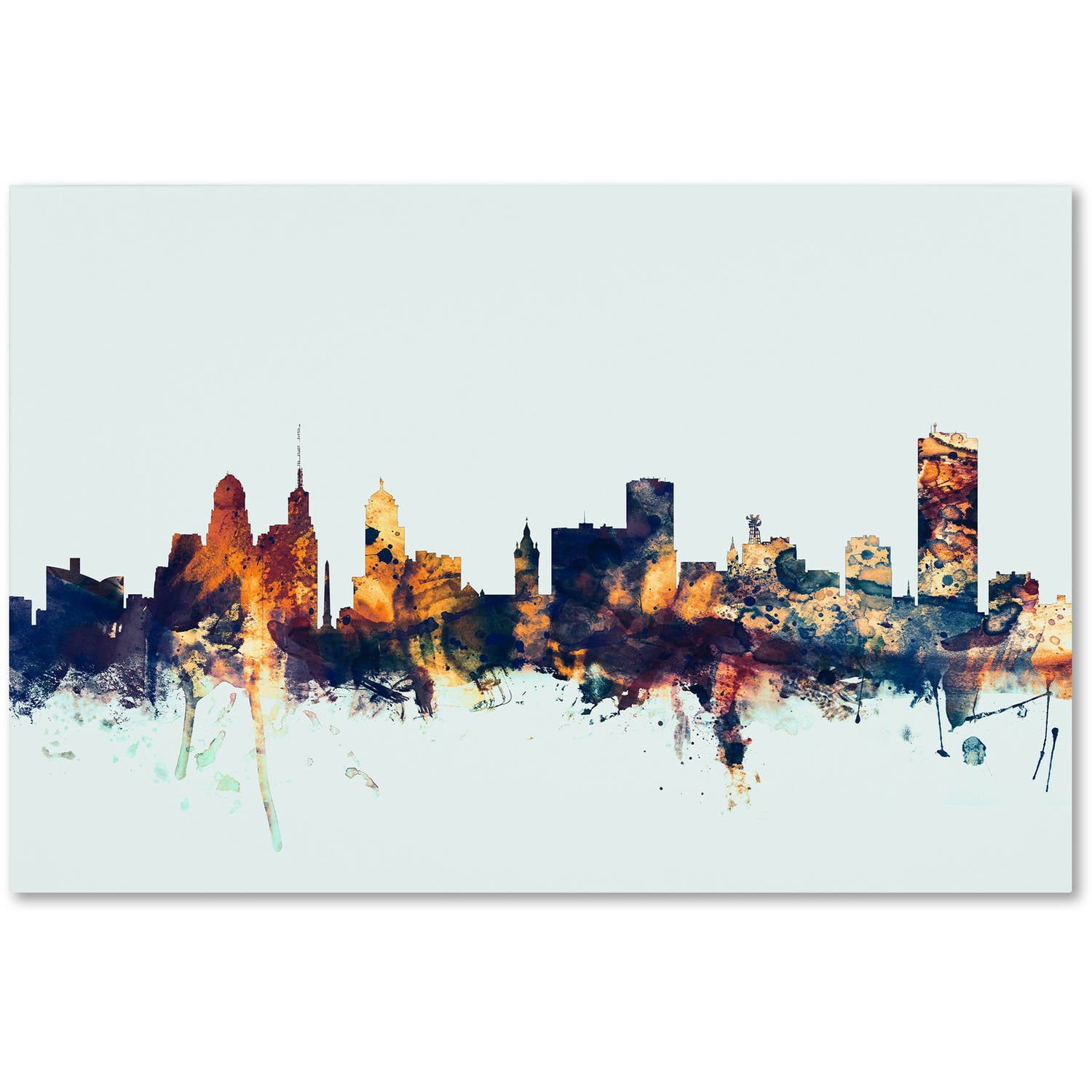Trademark Fine Art "Buffalo New York Skyline Blue" Canvas Art by