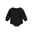 thumbnail image 1 of ZAXARRA Baby Sweatshirt Romper Long Sleeve Round Neck Solid Color Ribbed Bodysuit Infant Fall Outfit, 1 of 9