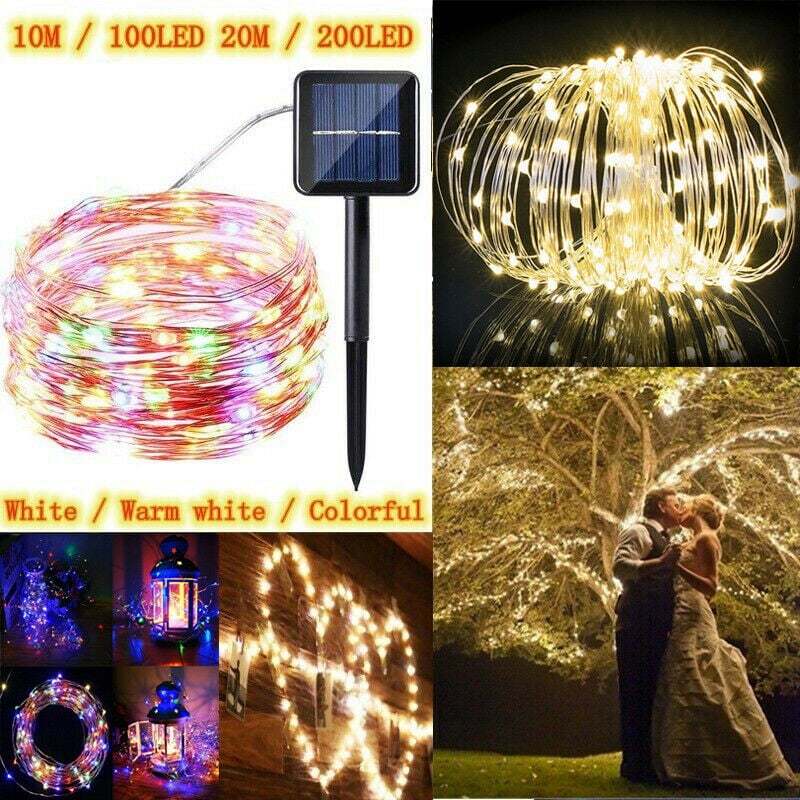 Details about   100/200LED Solar Garden Fairy String Lights Waterproof Copper Wire Outdoor Decor 