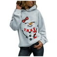 thumbnail image 2 of Tejiojio Womens Fall Hoodies Christmas Snowman Face Print Hoodied Sweatshirt Pullover Jumper, 2 of 3