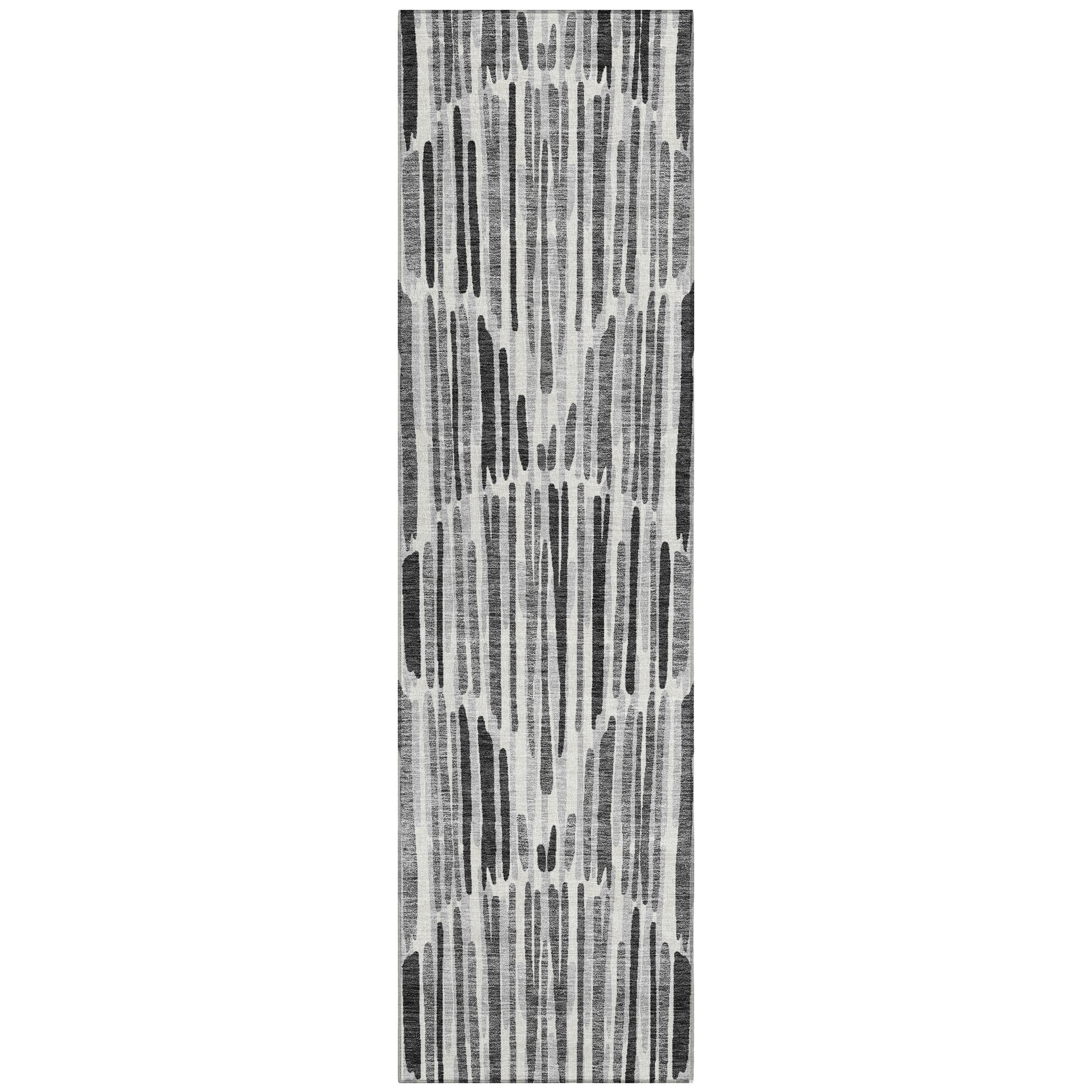 Addison Rugs Chantille Indoor/Outdoor Transitional Lines Gray Washable Runner Rug, 2'3" x 7'6"
