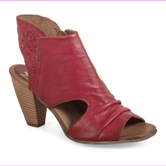 Miz Mooz Leather Peep-Toe Heeled Sandals - Mindy Cherry EU 41 / US 9.5-10
