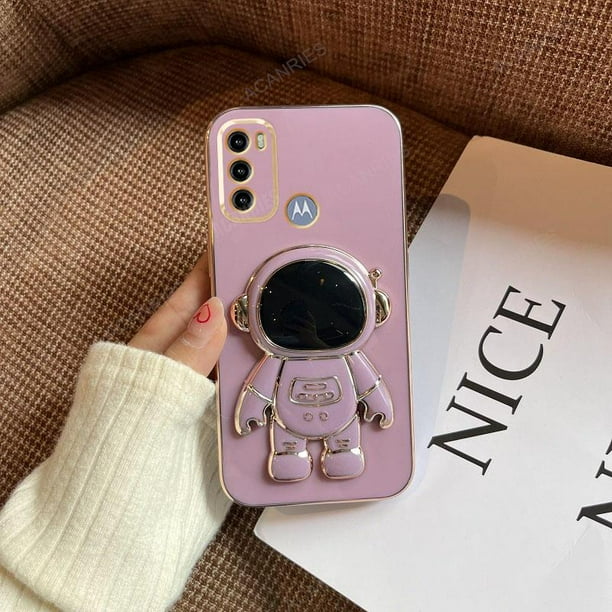 Funda de lujo con soporte de astronauta Motog60 para Motorola Moto G60 G50 G30 G20 G10 G22 G52 G9 Play E7 Plus, funda de silicona con soporte Dengxun unisex