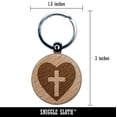 thumbnail image 2 of Cross in Heart Christian Round Keychain Charm Tag - Engraved Wood, 2 of 6