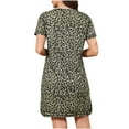 thumbnail image 5 of Tnhcen Women's Casual Leopard Print Short Sleeve Crewneck Zipper Sleepwear Dress | Loose Fit Two Side Pockets | S-2XL | Cotton Basics Loungewear, 5 of 5