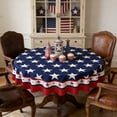 thumbnail image 4 of Aodebiao Patriotic Star Pattern Round Tablecloth Spill-Resistant Wrinkle-Resistant Polyester Fabric for Kitchen Dining Party Decor Independence Day Celebration Picnic Events, 4 of 6