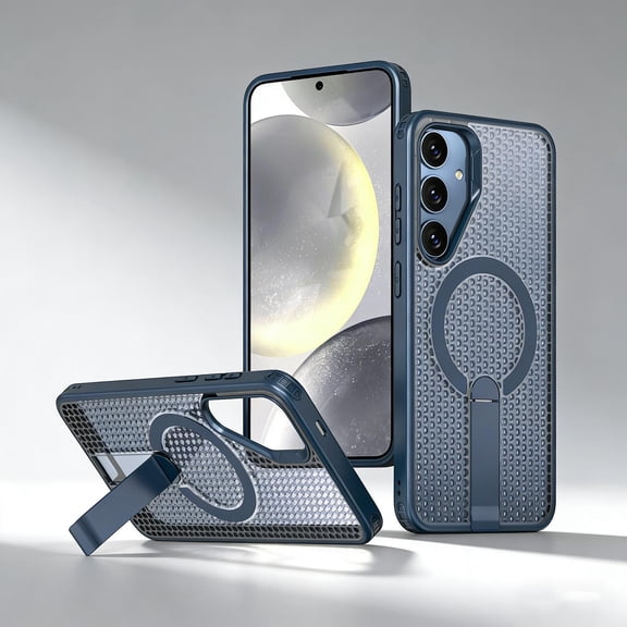 for Samsung Galaxy S23 Magnetic Case with [Invisible Built-in Stand] [Heat Dissipation], [Wireless Charging Support] Anti-Scratch Slim Shockproof Cover for Samsung Galaxy S23, Blue