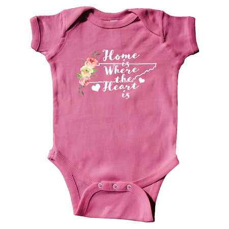 

Inktastic Tennessee Home is Where The Heart is with Watercolor Floral Gift Baby Girl Bodysuit