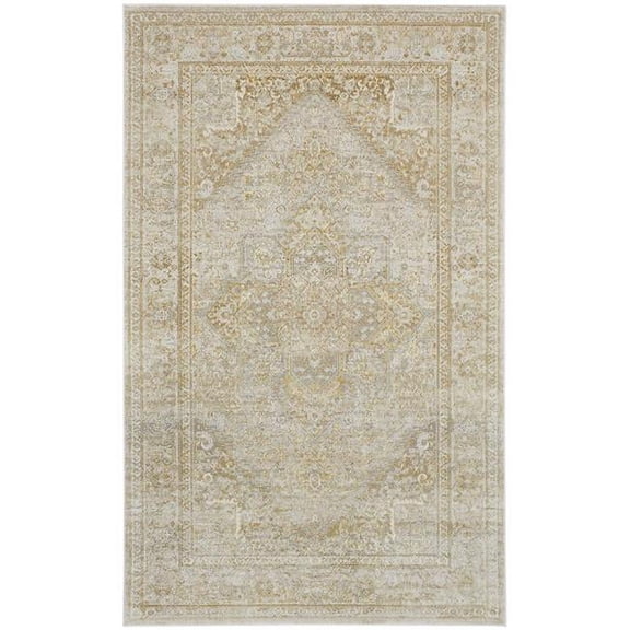 HomeRoots  9 x 12 ft. Ivory & Gold Floral Rectangle Area Rug - Ivory and Gold - 9 x 12 ft.