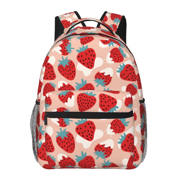 Disketp Red Strawberry Mochila Estampada para Hombre y Mujer – Mochila Ligera Clásica con Múltiples Bolsillos para Universidad, Trabajo y Viajes-One Size