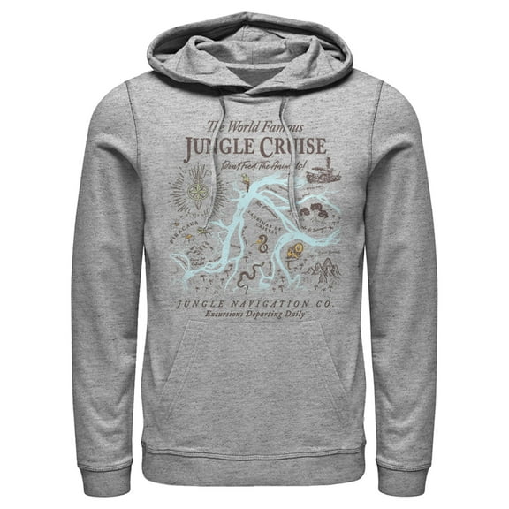 Men's Jungle Cruise Excursion Map Pull Over Hoodie Athletic Heather X Large